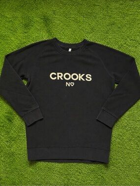 Crooks & Castles Black Logo Crewneck Sweatshirt Medium